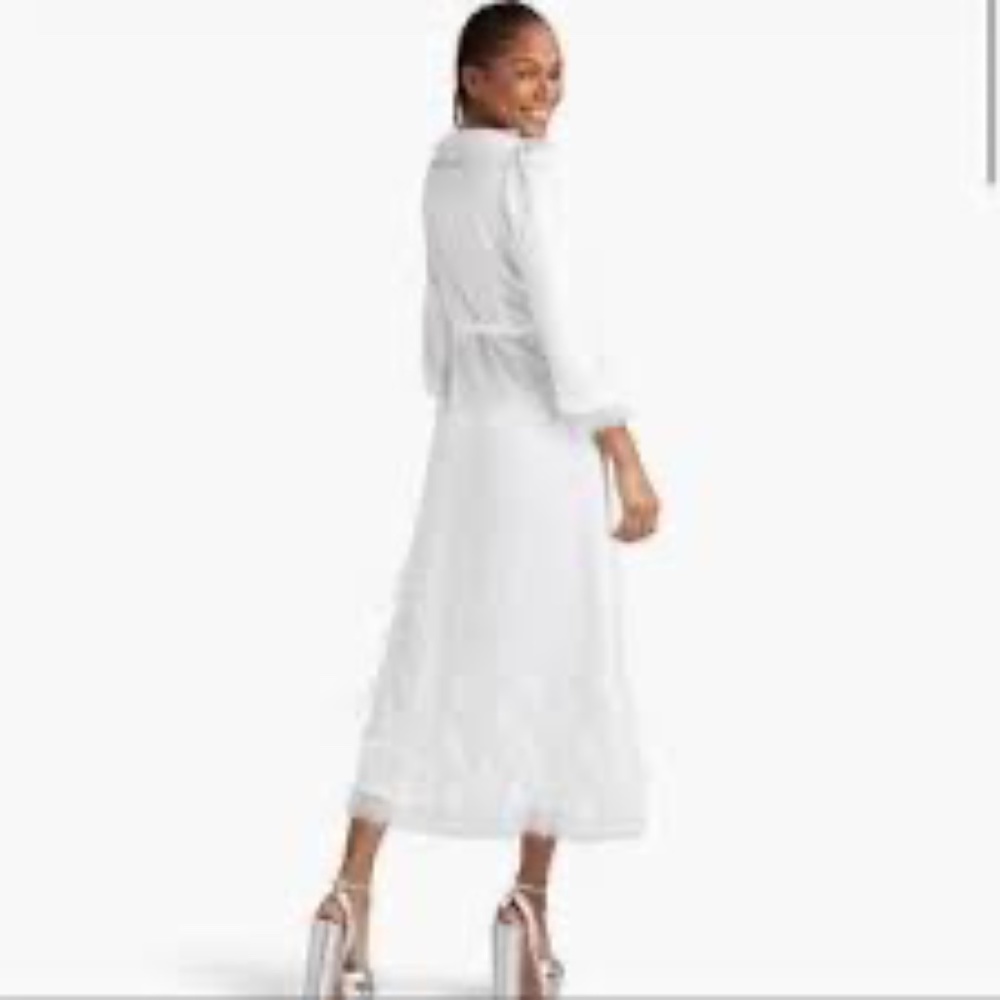 NWT Hill House Dolly Robe Dress | Silk Bridal Robe with Feathers - Picture 3 of 7